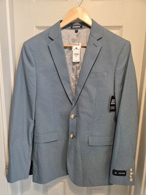 Express Light Blue Men's Slim Blazer